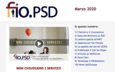 Newsletter fio.PSD – Marzo 2020 – Appello: NON CHIUDIAMO I SERVIZI!